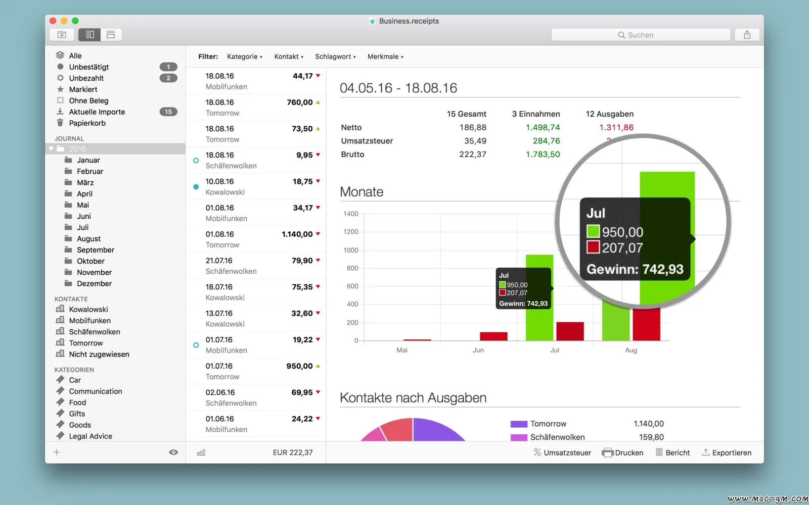 Receipts v1.15 发票收据归纳软件 Mac版 For Mac 邮件工具 浏览器工具 图像工具 文件管理 英文版