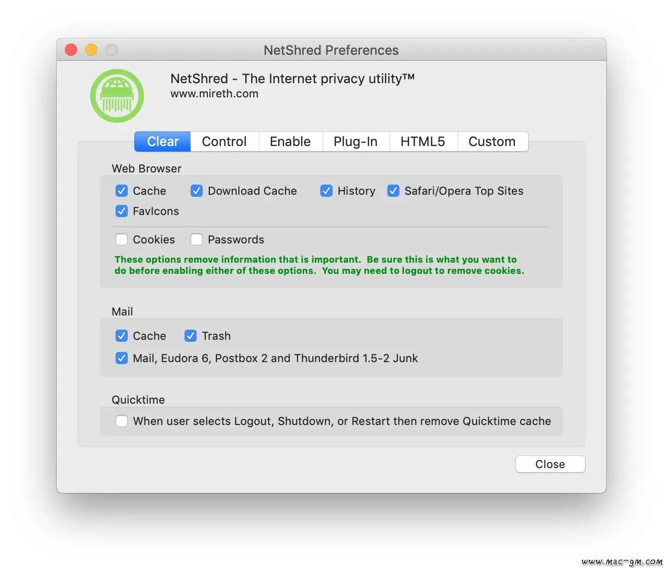 NetShred X v6.1.0 浏览器缓存清理工具 Mac版 For Mac 安全工具 浏览器工具 邮件工具 英文版