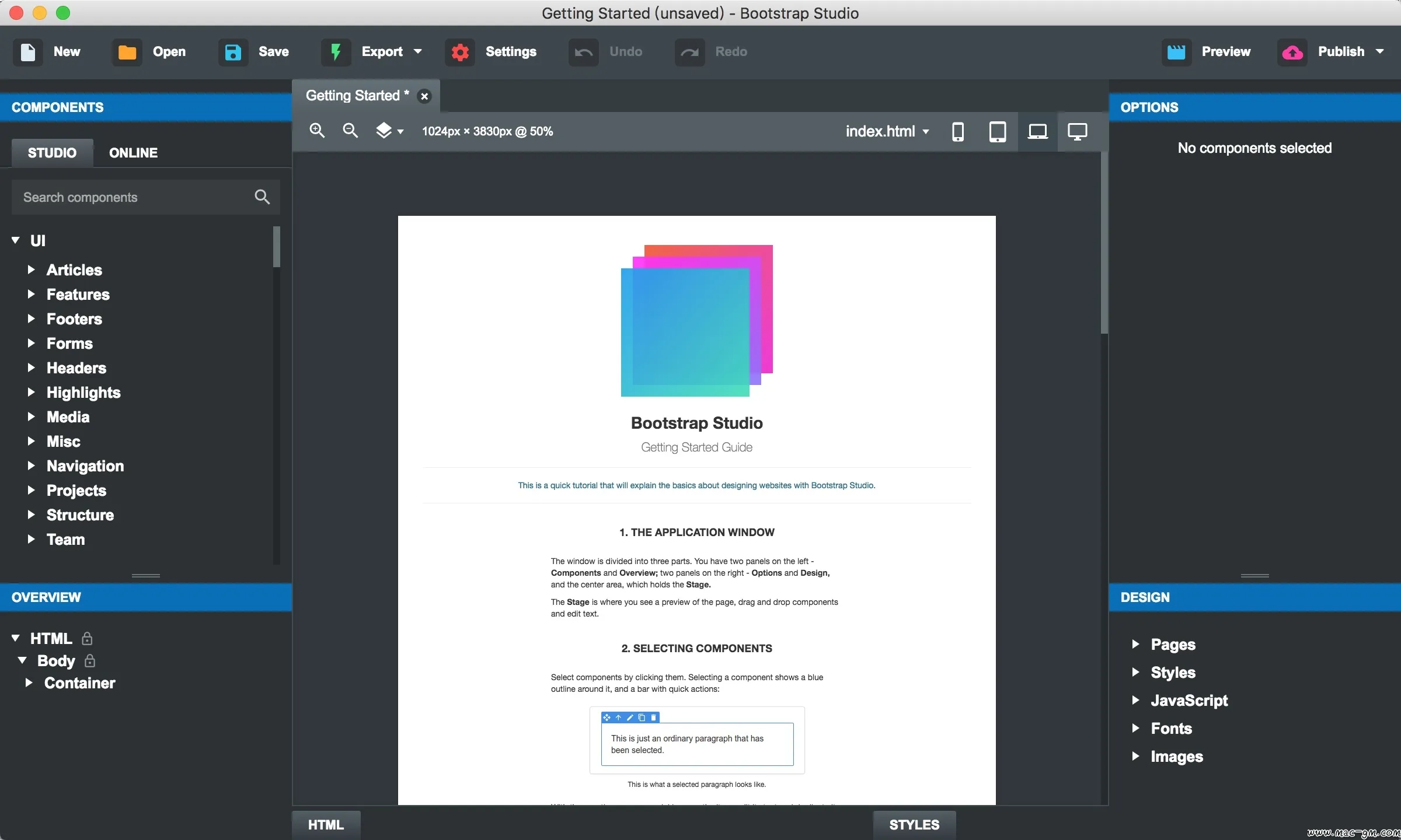 Bootstrap Studio v6.6.1 网页设计软件 Mac版 For Mac 浏览器工具 英文版