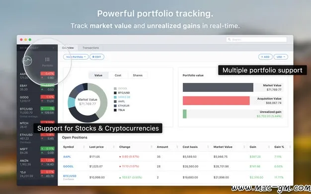 Stockfolio v1.8.1 证券投资应用 Mac版 For Mac 安全工具 英文版