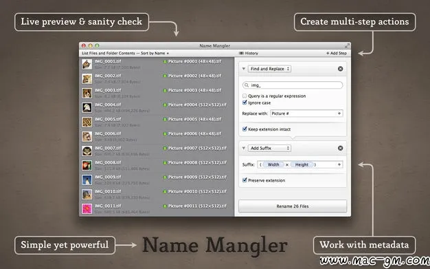 Name Mangler v3.9.2 批量重命名工具 Mac版 For Mac 文件管理 英文版