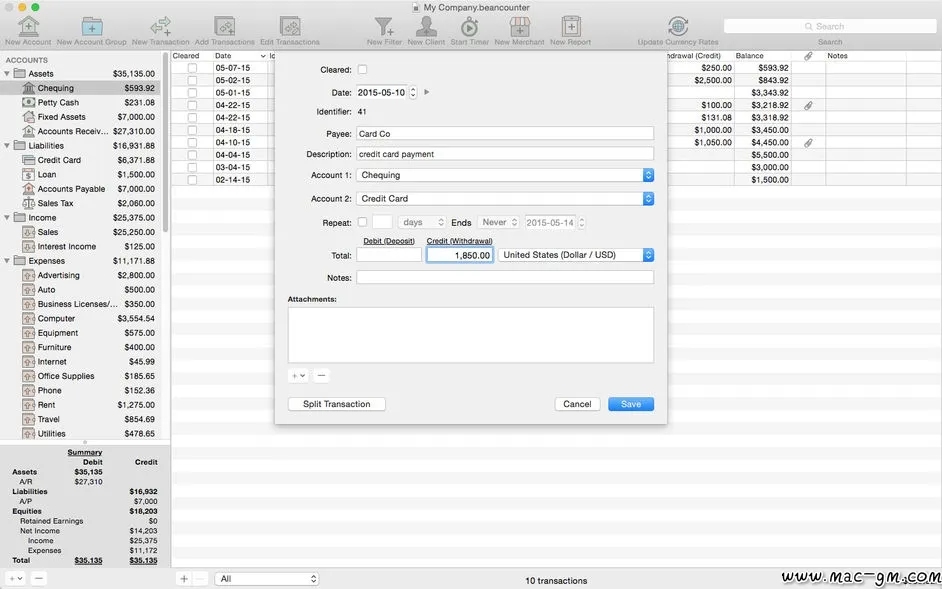 BeanCounter v2.1.5 会计财务软件 Mac版 For Mac 英文版