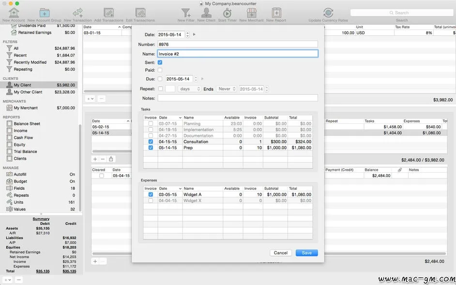 BeanCounter v2.1.5 会计财务软件 Mac版 For Mac 英文版