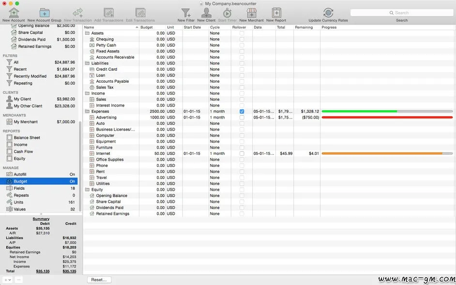 BeanCounter v2.1.5 会计财务软件 Mac版 For Mac 英文版