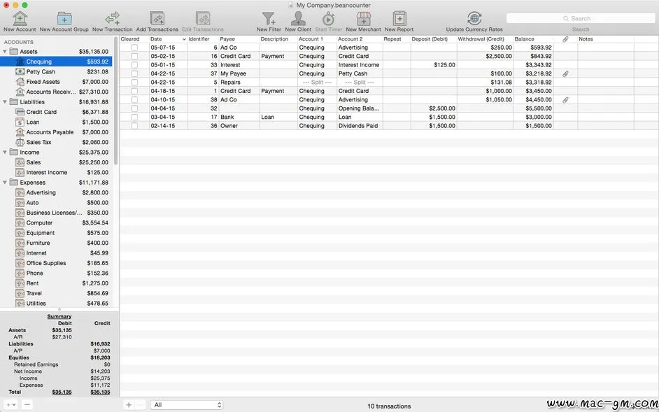 BeanCounter v2.1.5 会计财务软件 Mac版 For Mac 英文版