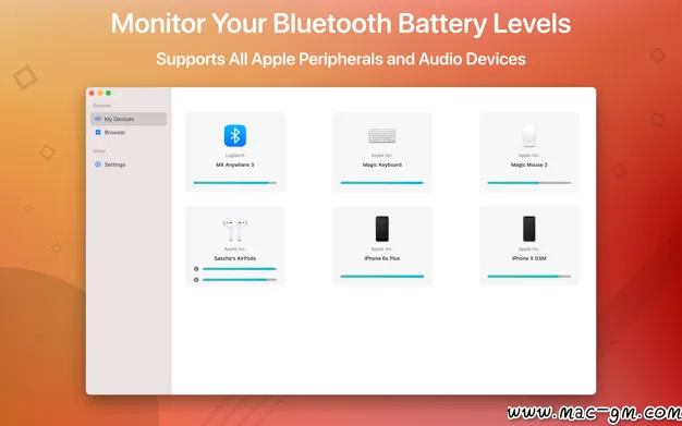 Magic Battery v11.0.0 蓝牙设备电量显示 Mac版 For Mac 菜单栏工具 音频工具 智能自动化 中文版