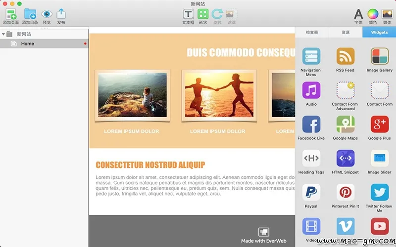 EverWeb v4.5.0 网页设计软件 Mac版 For Mac 图片处理 视频工具 中文版