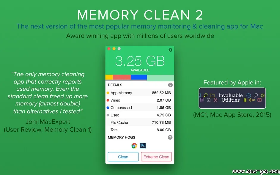 Memory Clean 2 v2.1.2 内存清理2 Mac版 For Mac 系统优化 英文版