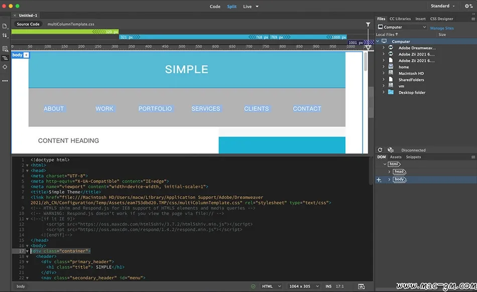 Dreamweaver CC 2021 网页设计软件软件 DW v21.3 Mac版 For Mac 浏览器工具 智能自动化 中文版