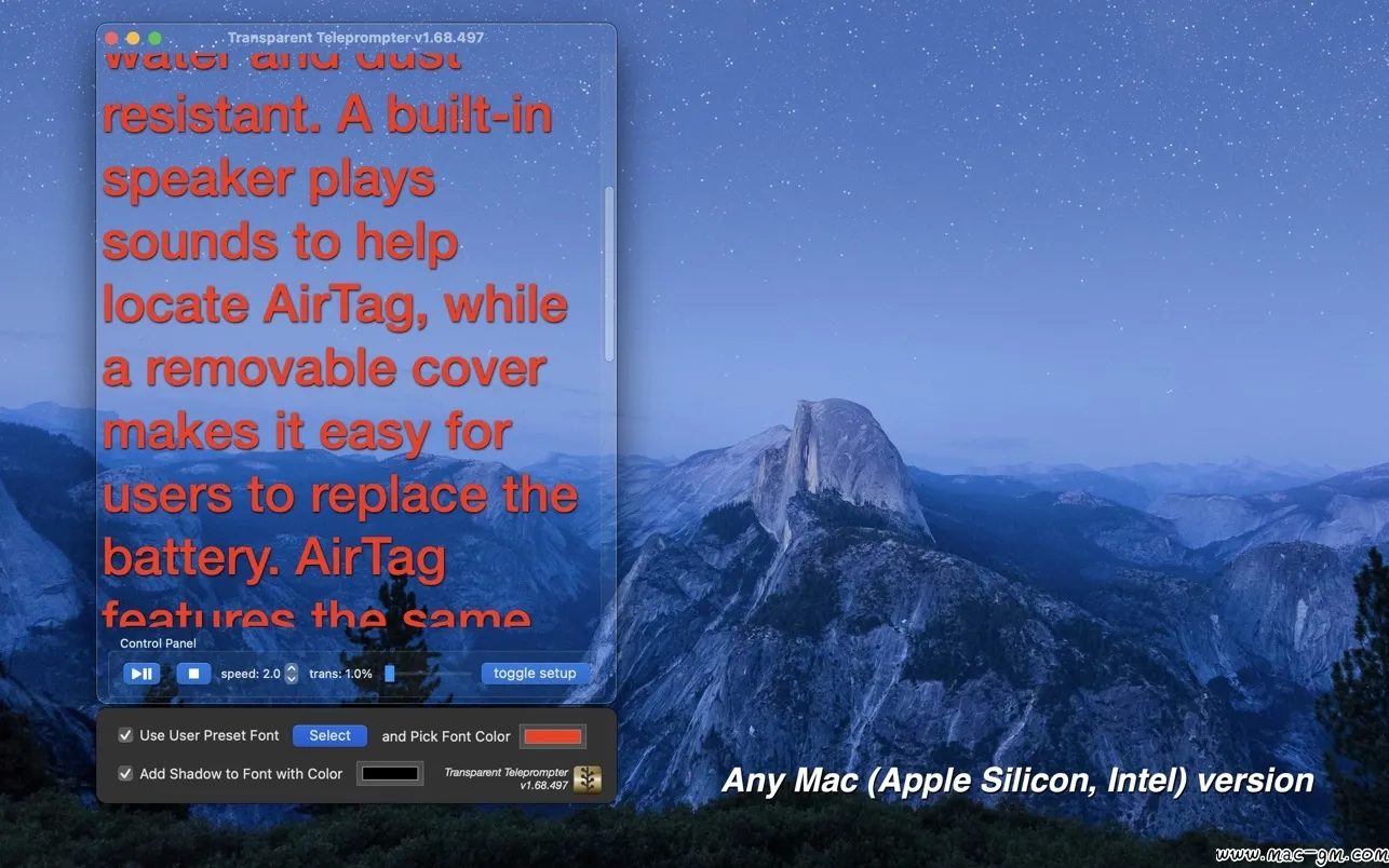 Transparent Teleprompter v2.00 透明提词器 Mac版 For Mac 视频工具 英文版