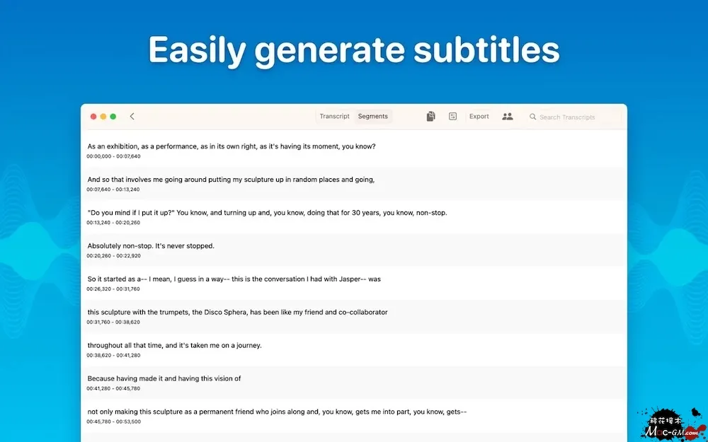 Whisper Transcription v15.4 离线语音转录文字工具 Mac版 For Mac 音频工具 笔记写作 英文版