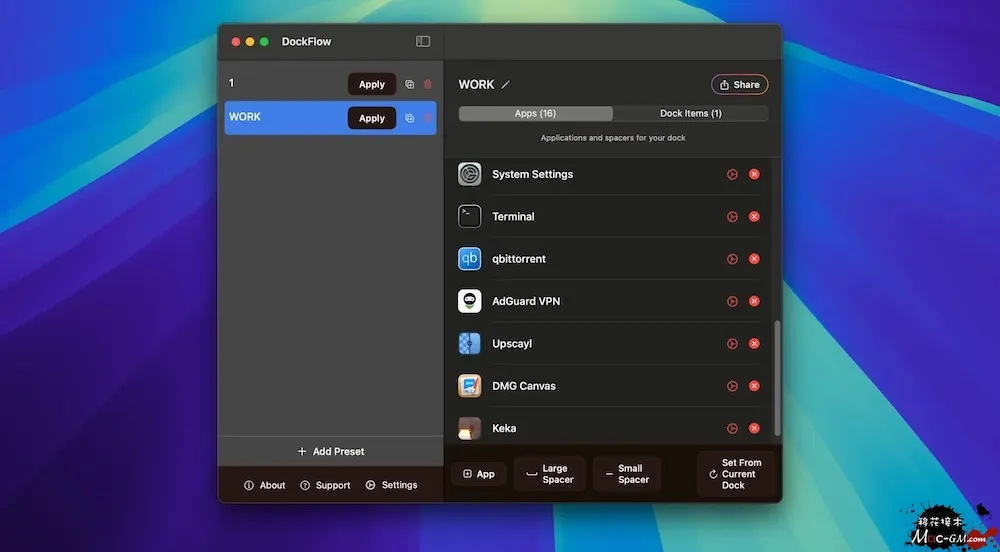 DockFlow v1.85 一键切换Dock布局 Mac版 For Mac 效率工具 笔记写作 英文版