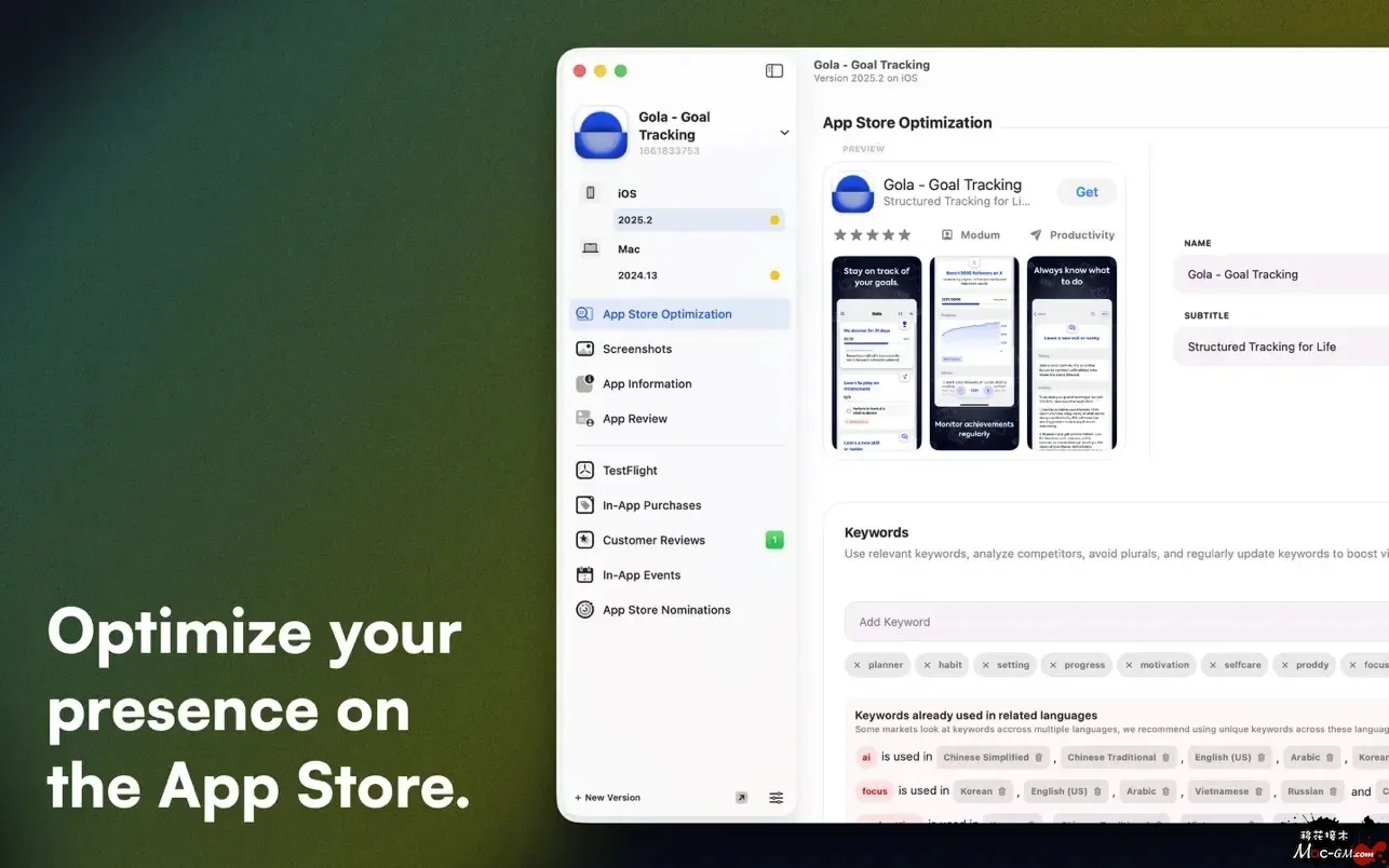 Helm for App Store Connect v2.3.9 App Store Connect工具 Mac版 For Mac 英文版